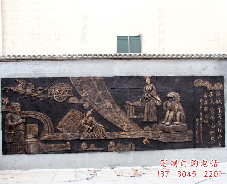 合肥“汉代重气质,牡丹留正色”中国传统文化浮雕壁画,玻璃钢仿铜园林墙壁装饰壁画