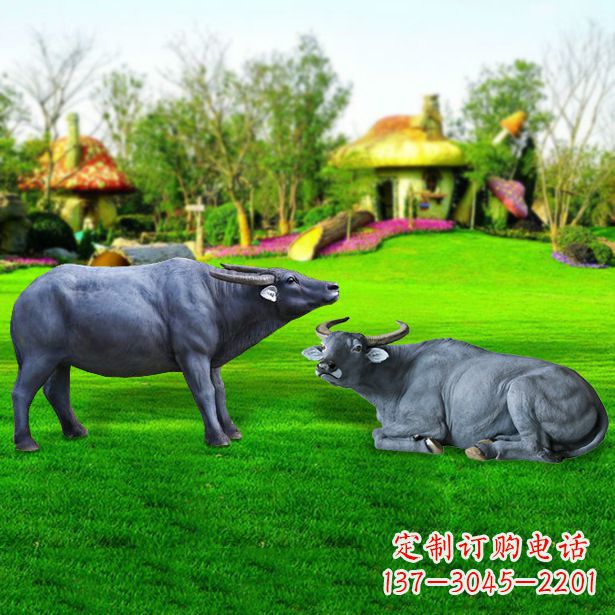 合肥玻璃钢水牛雕塑-农场农家院仿真动物摆件