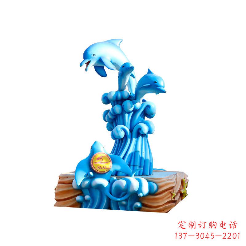 合肥玻璃钢戏水海豚,水上乐园泳池喷泉玻璃钢雕塑