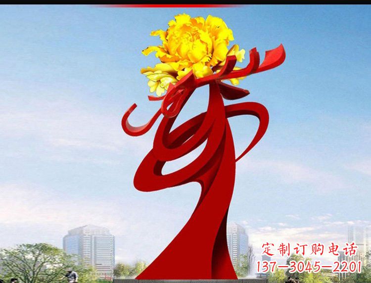 合肥不锈钢城市大型牡丹花雕塑设计图