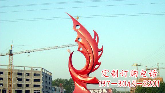 合肥凤凰城市的不锈钢雕塑