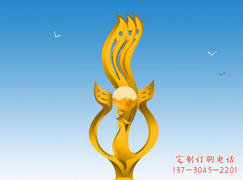 合肥不锈钢凤凰雕塑灿烂外形,精美艺术