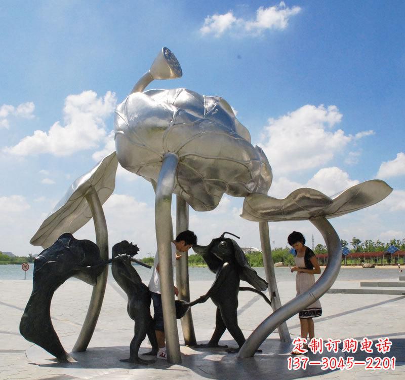 合肥荷花之美——不锈钢荷花广场雕塑