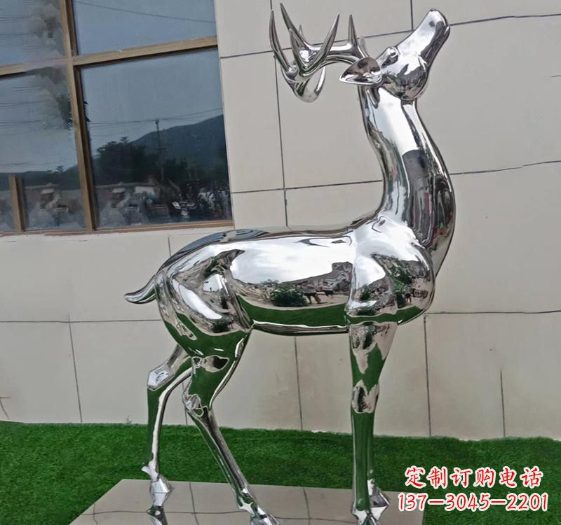 合肥不锈钢户外动物鹿雕塑精致大气的艺术品