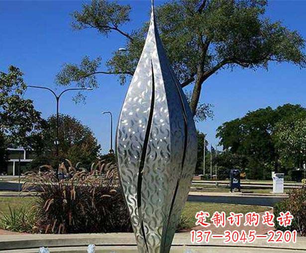 合肥不锈钢花骨朵喷泉雕塑精致细节展现精美艺术