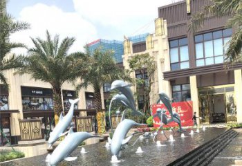 合肥精美海豚喷泉，点缀城市企业街道