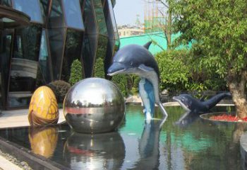 合肥不锈钢海豚景观雕塑创造精美绝伦的企业公园