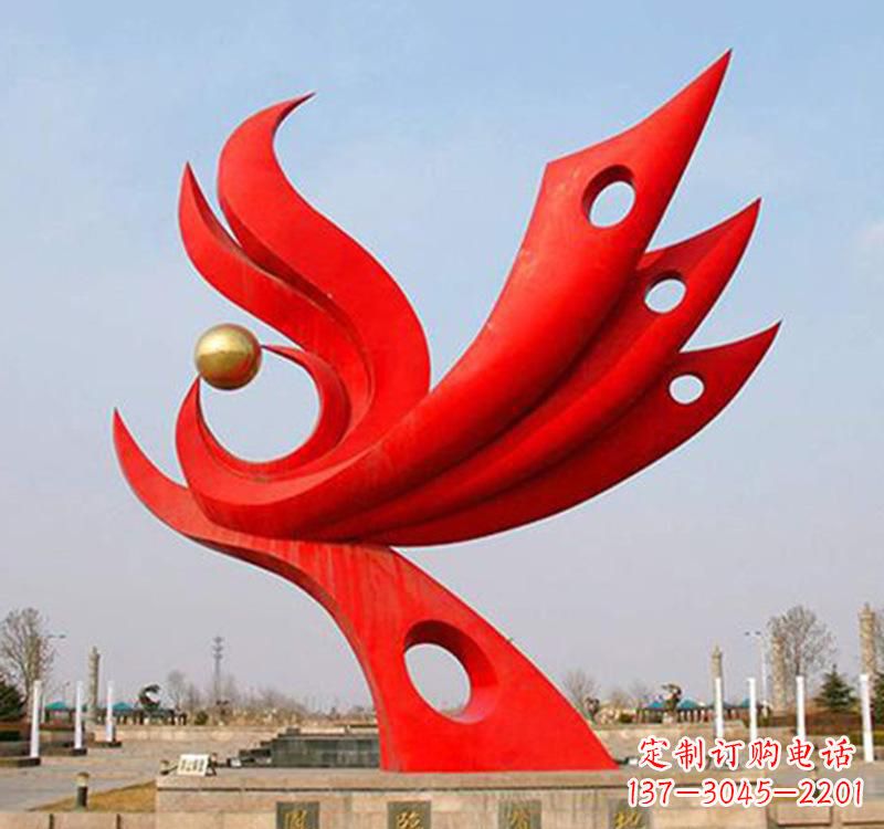 合肥不锈钢火凤凰动物雕塑