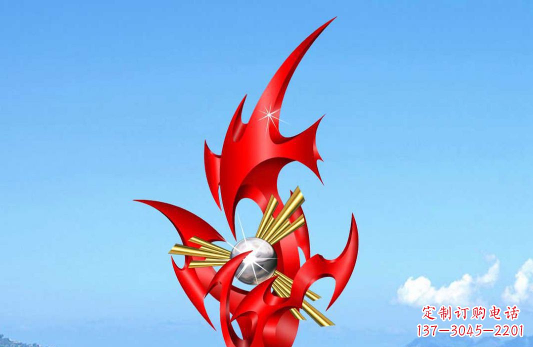 合肥不锈钢火苗抽象景观雕塑给城市添彩