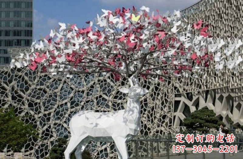 合肥不锈钢几何小鹿雕塑222