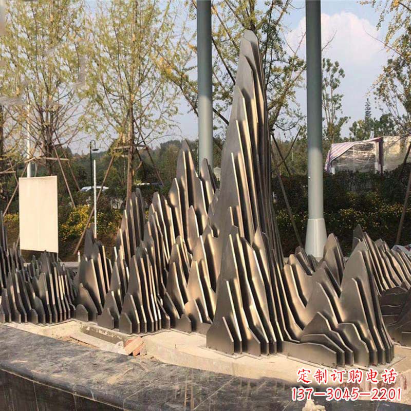 合肥不锈钢假山雕塑-公园园林创意景观雕塑