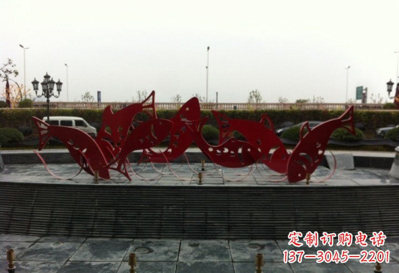 合肥不锈钢剪纸红鲤鱼雕塑