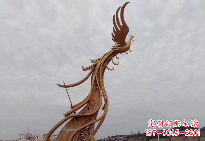 合肥不锈钢金凤凰雕塑2