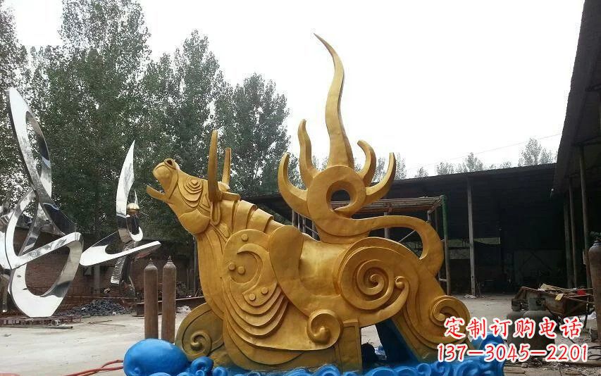 合肥不锈钢金牛卧波雕塑