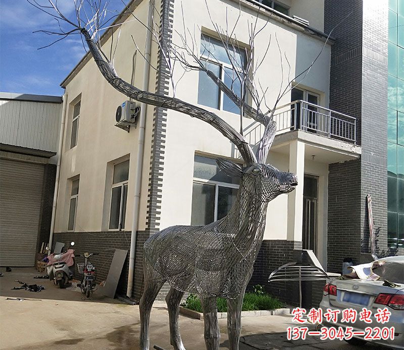 合肥不锈钢景观梅花鹿雕塑美丽的艺术精品