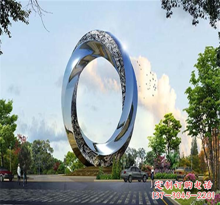 合肥不锈钢圆环雕塑美丽的空间装饰