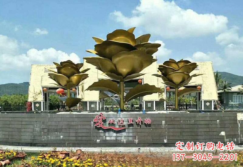 合肥不锈钢玫瑰雕塑美丽的艺术品