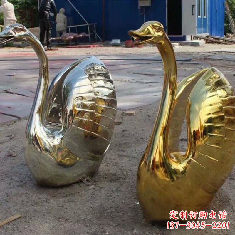 合肥不锈钢天鹅雕塑精美而绚丽