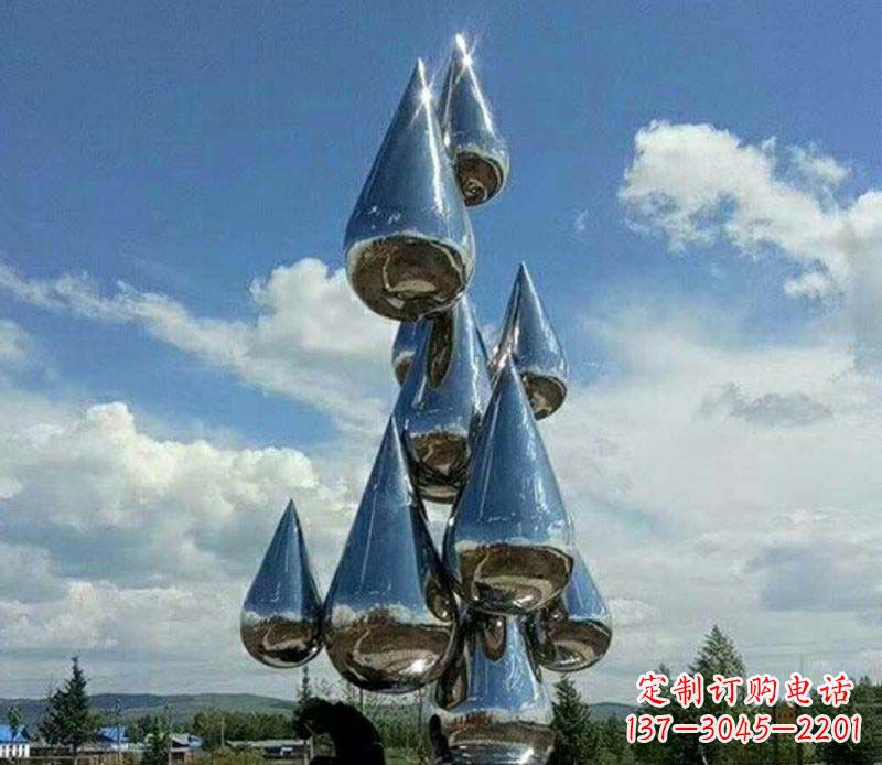 合肥不锈钢镜面大型水滴雕塑——艺术精美、精致优雅