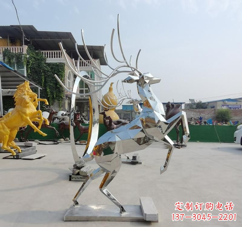 合肥精美不锈钢镜面动物鹿雕塑