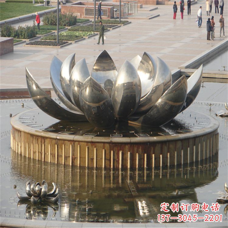合肥不锈钢莲花荷花喷水喷泉-公园景区水景雕塑