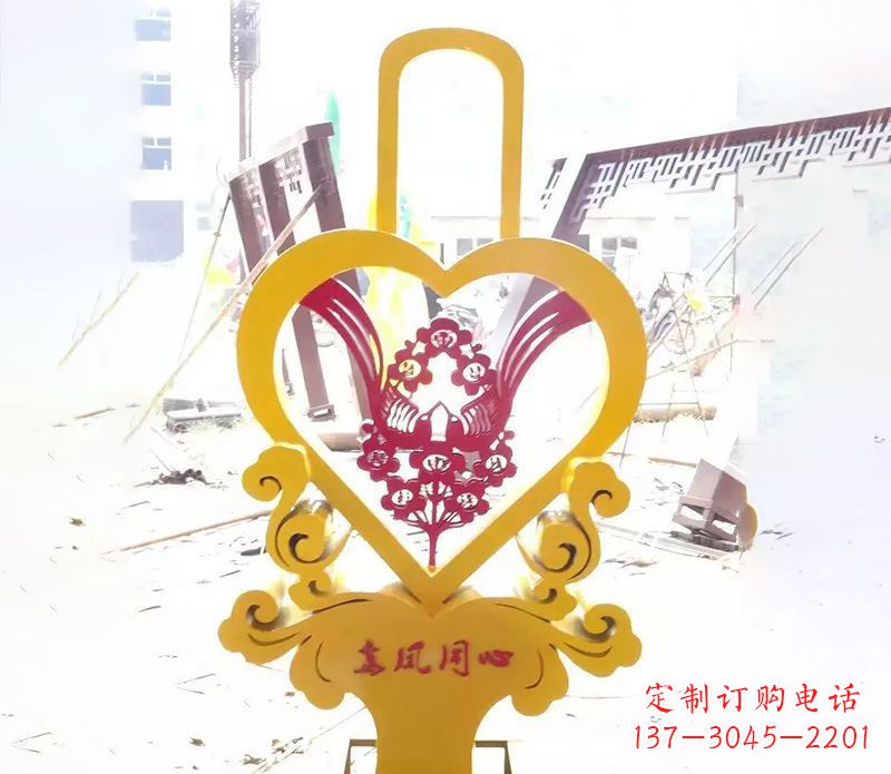 合肥不锈钢龙凤同心雕塑