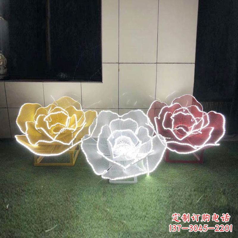 合肥精美不锈钢玫瑰花灯光雕塑