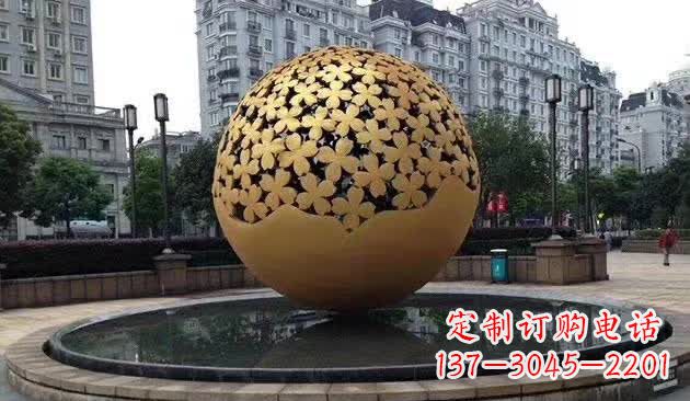 合肥不锈钢镂空球喷泉雕塑