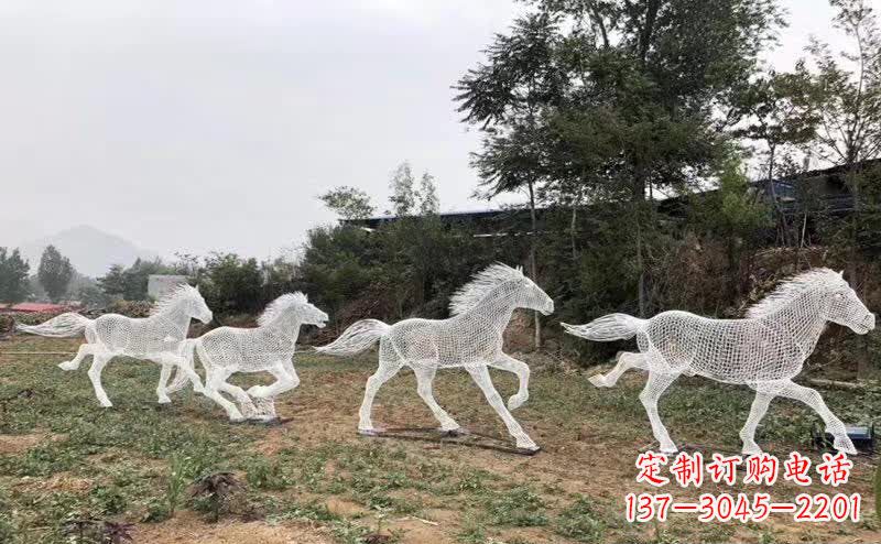 合肥不锈钢镂空群马群奔跑雕塑