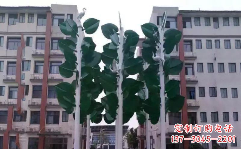 合肥不锈钢绿色树叶小区景观雕塑