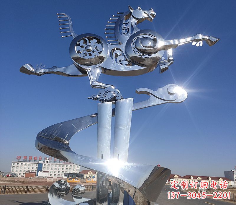合肥不锈钢马踏飞燕雕塑 (2)