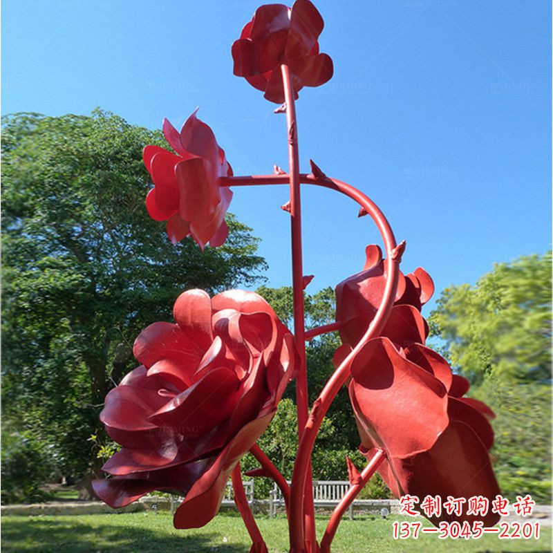合肥不锈钢玫瑰花雕塑景观摆件
