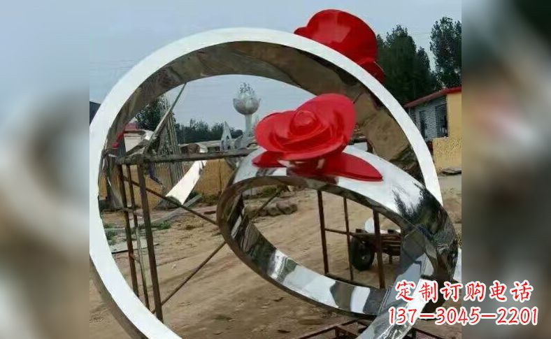 合肥不锈钢玫瑰花戒指景观雕塑