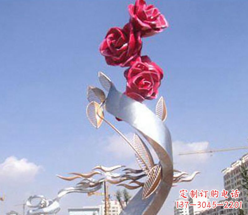 合肥不锈钢玫瑰花植物雕塑