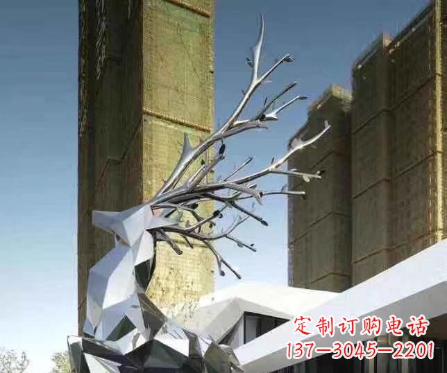 合肥不锈钢梅花鹿雕塑 群鹿雕塑 城市景观动物雕塑