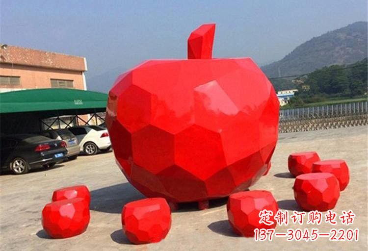 合肥不锈钢喷漆几何苹果雕塑
