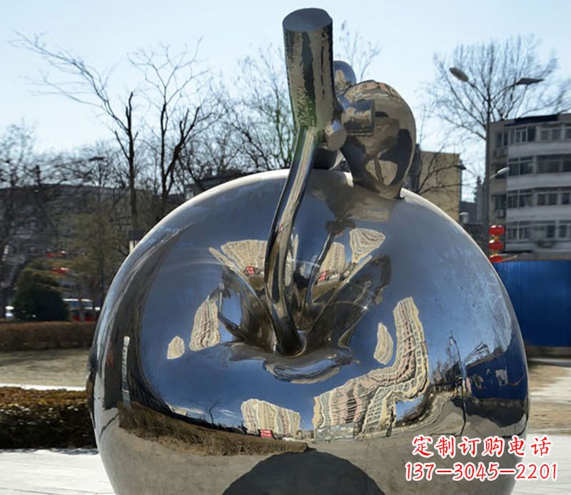 合肥不锈钢苹果镜面雕塑