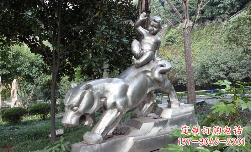合肥不锈钢骑老虎的小孩雕塑