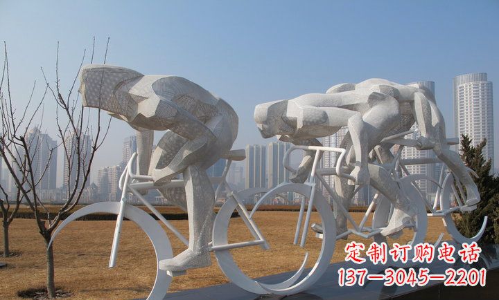 合肥展现运动风采的不锈钢自行车雕塑