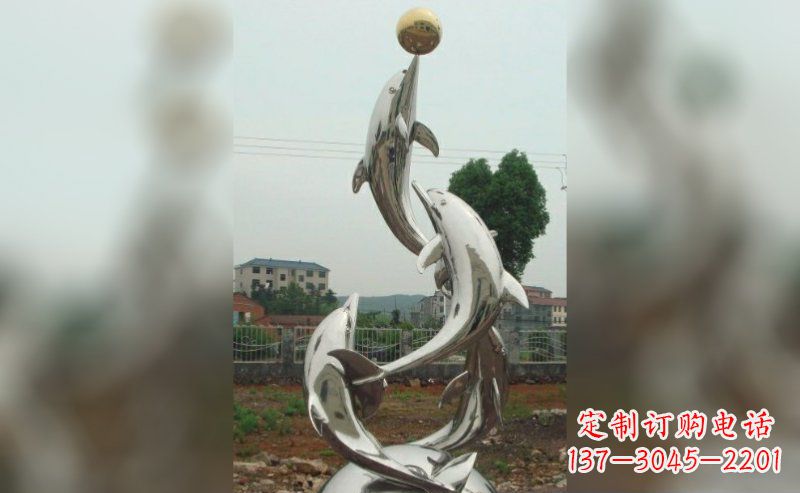 合肥不锈钢三个海豚嬉戏雕塑
