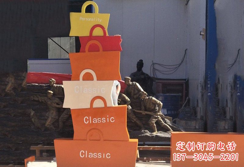 合肥不锈钢购物袋雕塑