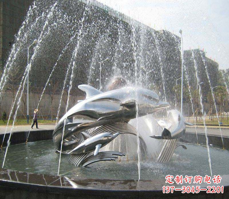 合肥不锈钢商场大型景观鱼喷泉展现雕塑之美