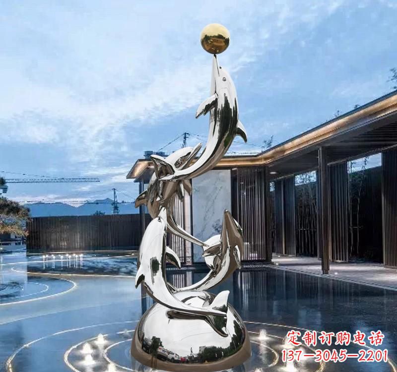 合肥海豚的优雅身姿——不锈钢水景雕塑