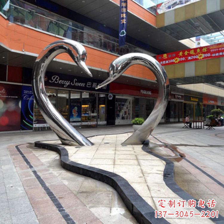 合肥不锈钢天鹅爱情雕塑把浪漫永恒的爱情永久凝固