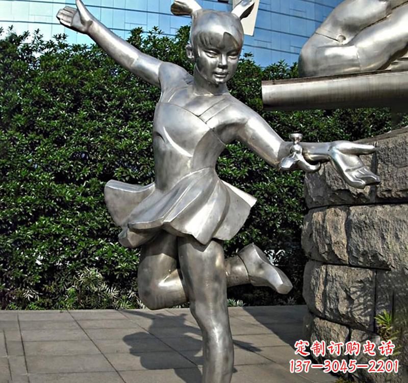 合肥儿童雕塑不锈钢跳舞人物