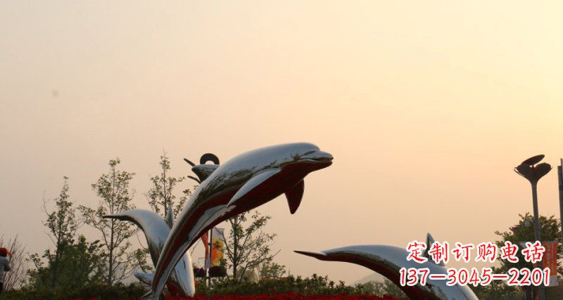 合肥不锈钢海豚雕塑跳跃的美丽