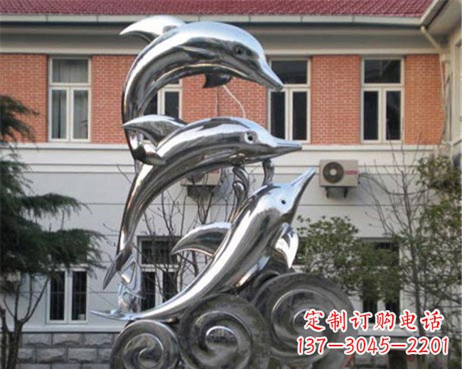 合肥不锈钢海豚雕塑跳跃的海洋精灵