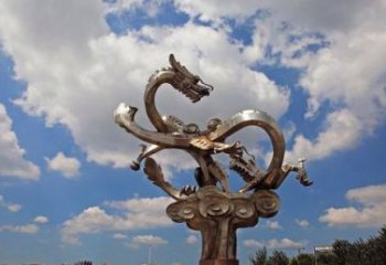 合肥不锈钢双龙戏珠雕塑——千古传说的艺术瑰宝