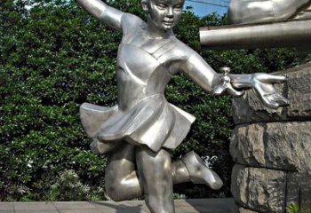 合肥儿童雕塑不锈钢跳舞人物