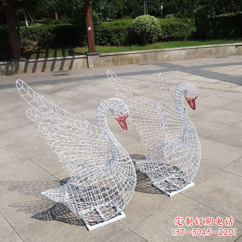 合肥不锈钢网格展翅天鹅雕塑